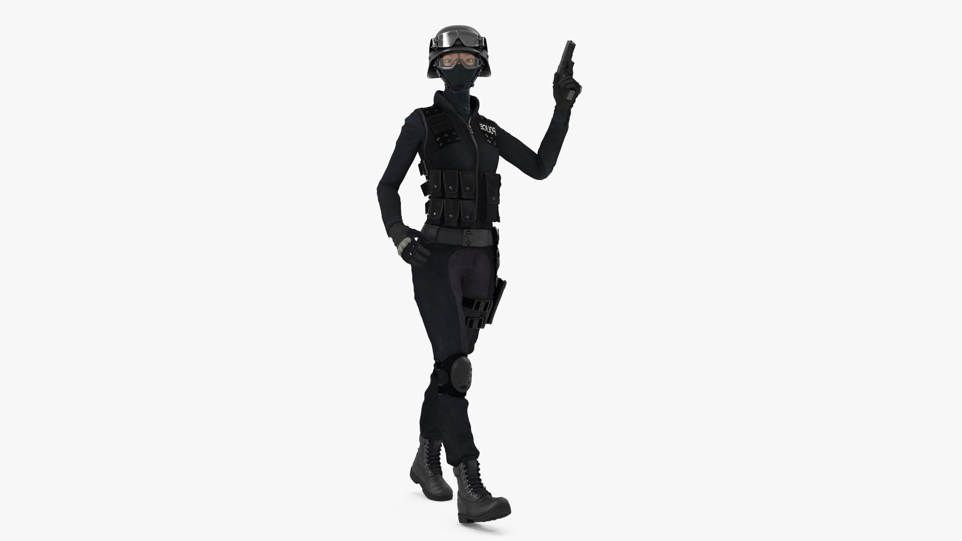 Female Military Swat Asian Rigged for Maya 3D model preview