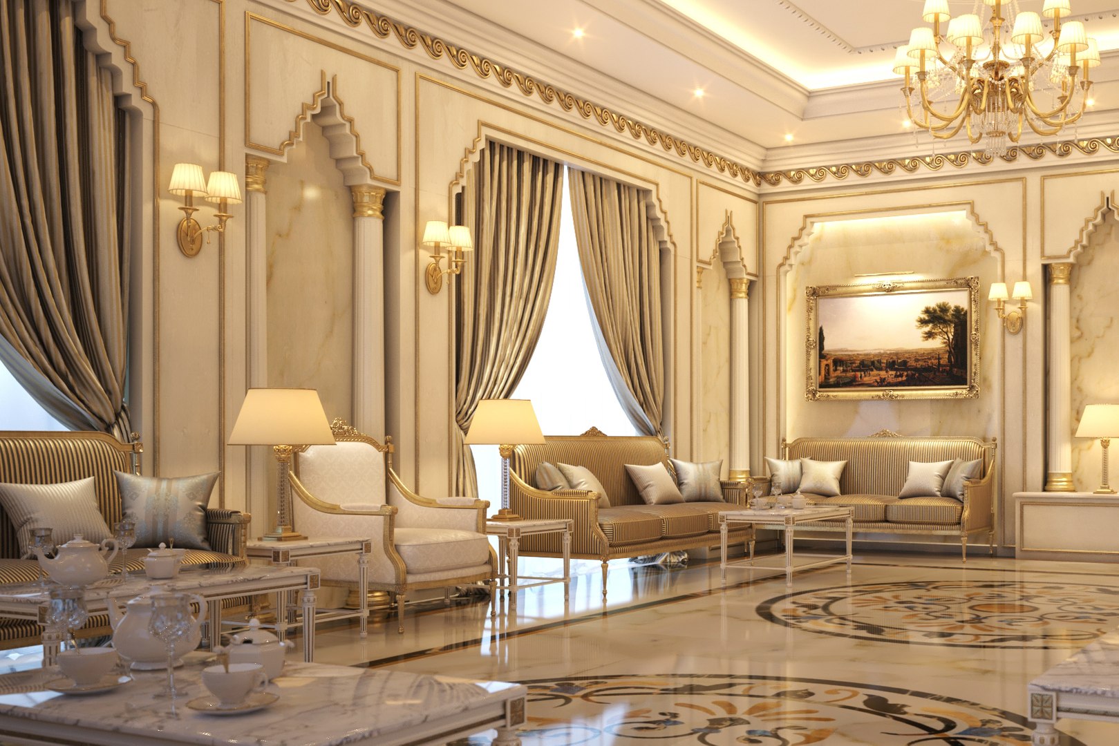 Interior scene luxury living room 3D - TurboSquid 1286714