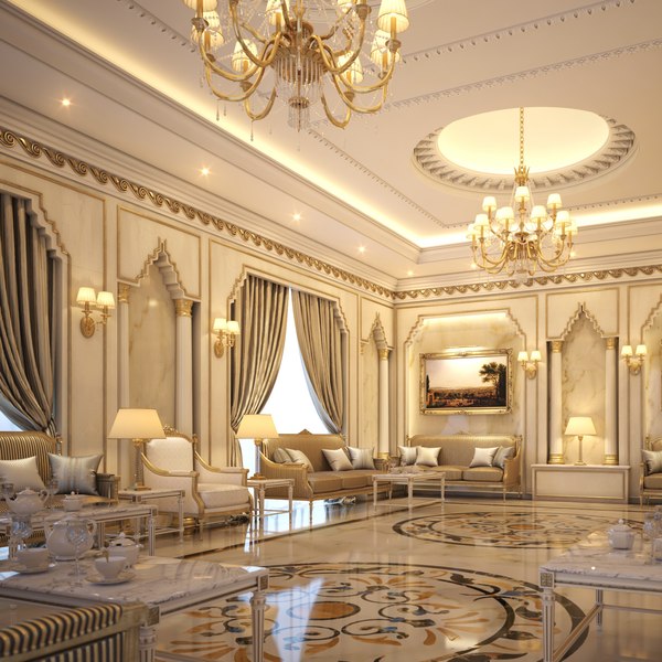 interior scene luxury living room 3D