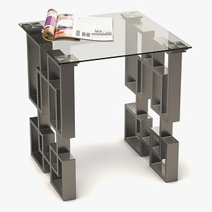 coffee table metal glass 3D model
