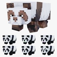 Minecraft Panda All 7 Personality Skins Rigged 3D Model Game Ready 4K PBR