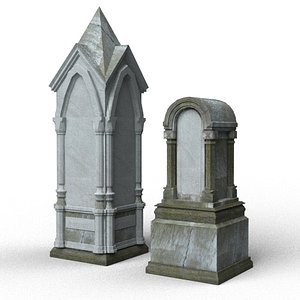 gray tombstones 3d model