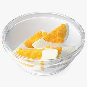 3D Bowl of Hard Boiled Egg Quarters