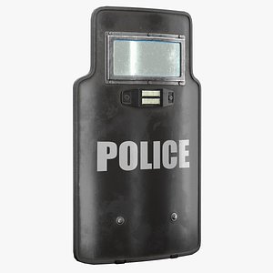 Police Tactical Riot Shield Low Poly PBR 3D
