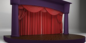 theater scene red curtains 3D model