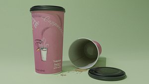 Used Paper Coffee Cup 3D