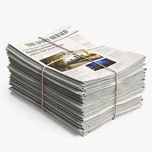 Printed Newspaper Bundle with Twine White