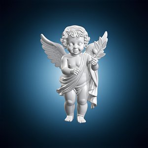 3D model Olive Branch Cherub 3D Print Model Sculpture