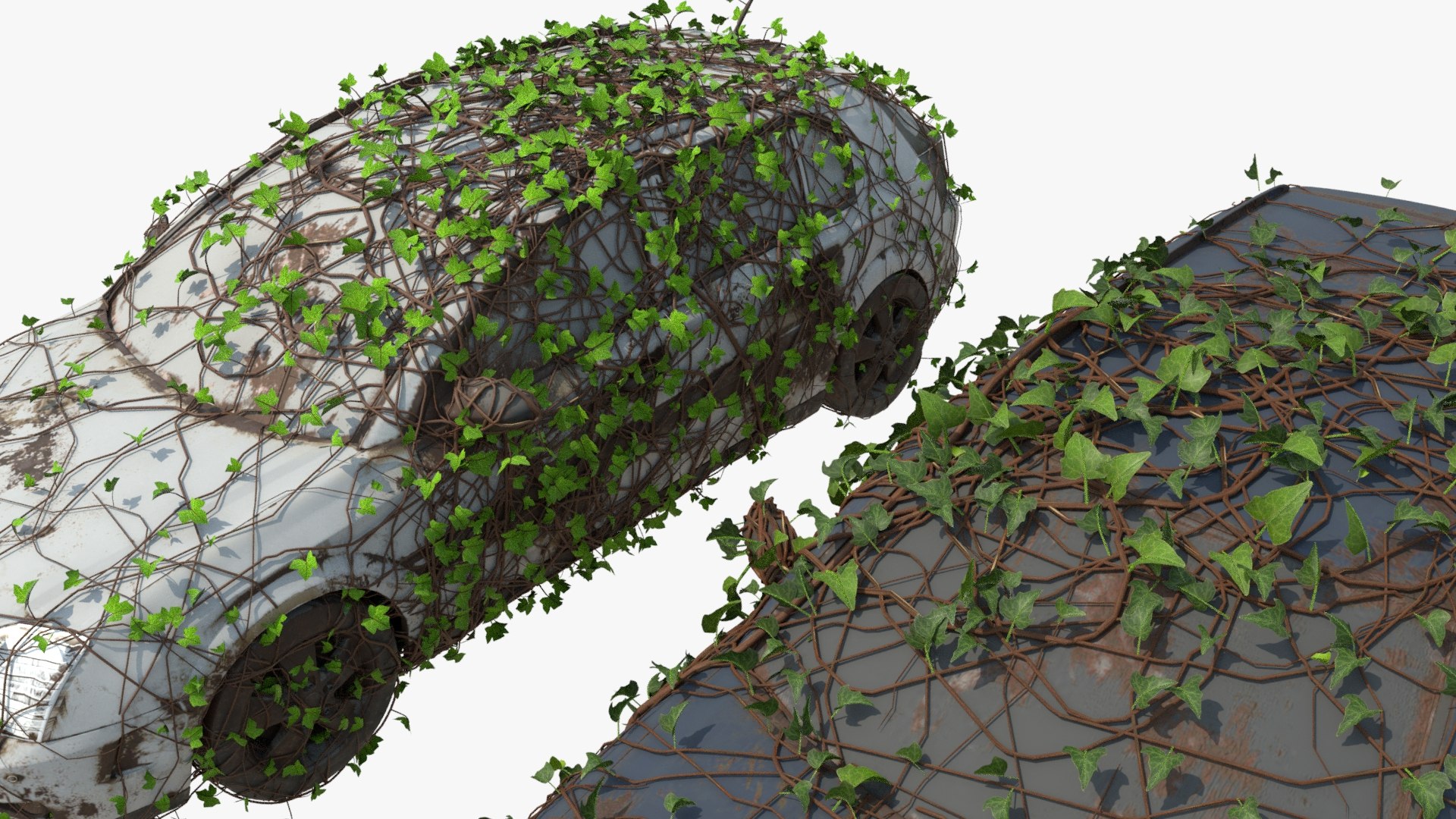 3D 4K Realistic Low Poly Abandoned Car With Ivy - TurboSquid 2144448