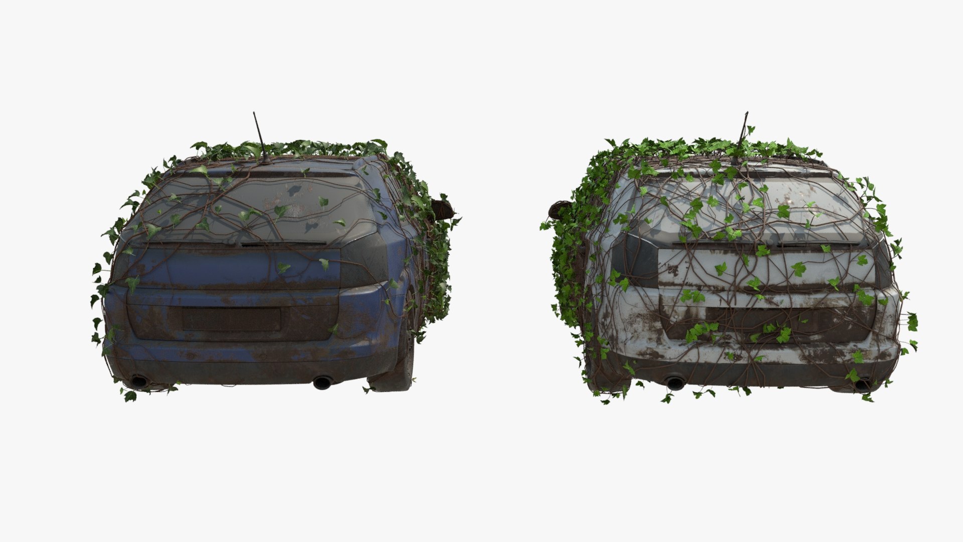 3D 4K Realistic Low Poly Abandoned Car With Ivy - TurboSquid 2144448