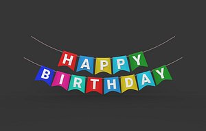 Happy Birthday Banner 3D model 3D