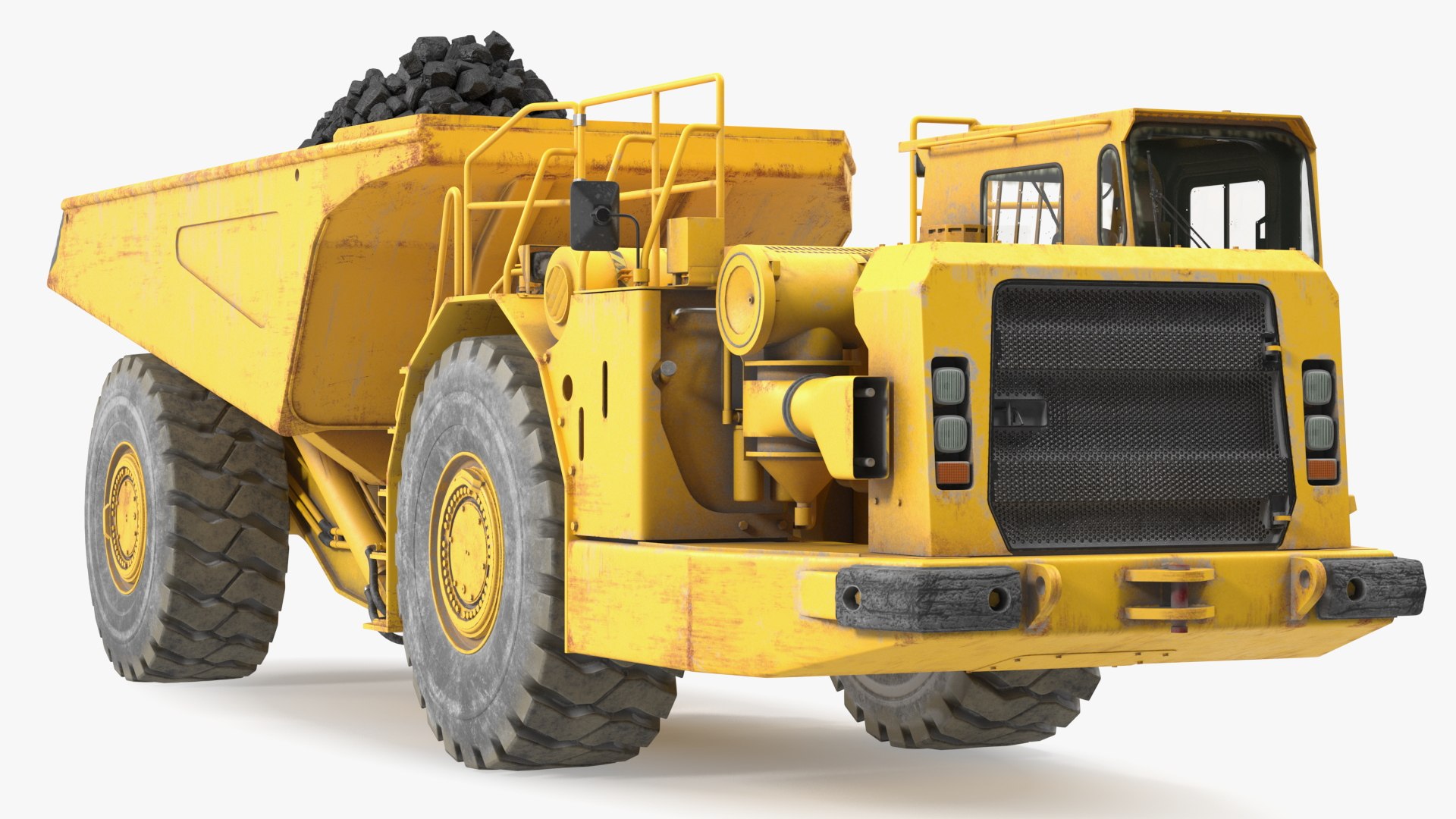 Underground Truck With Coal Rigged 3D model preview