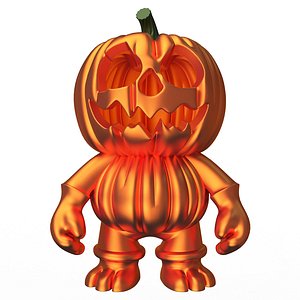 Flexi Pumpkin Monster 02 Cute Articulated Skeleton 3D model