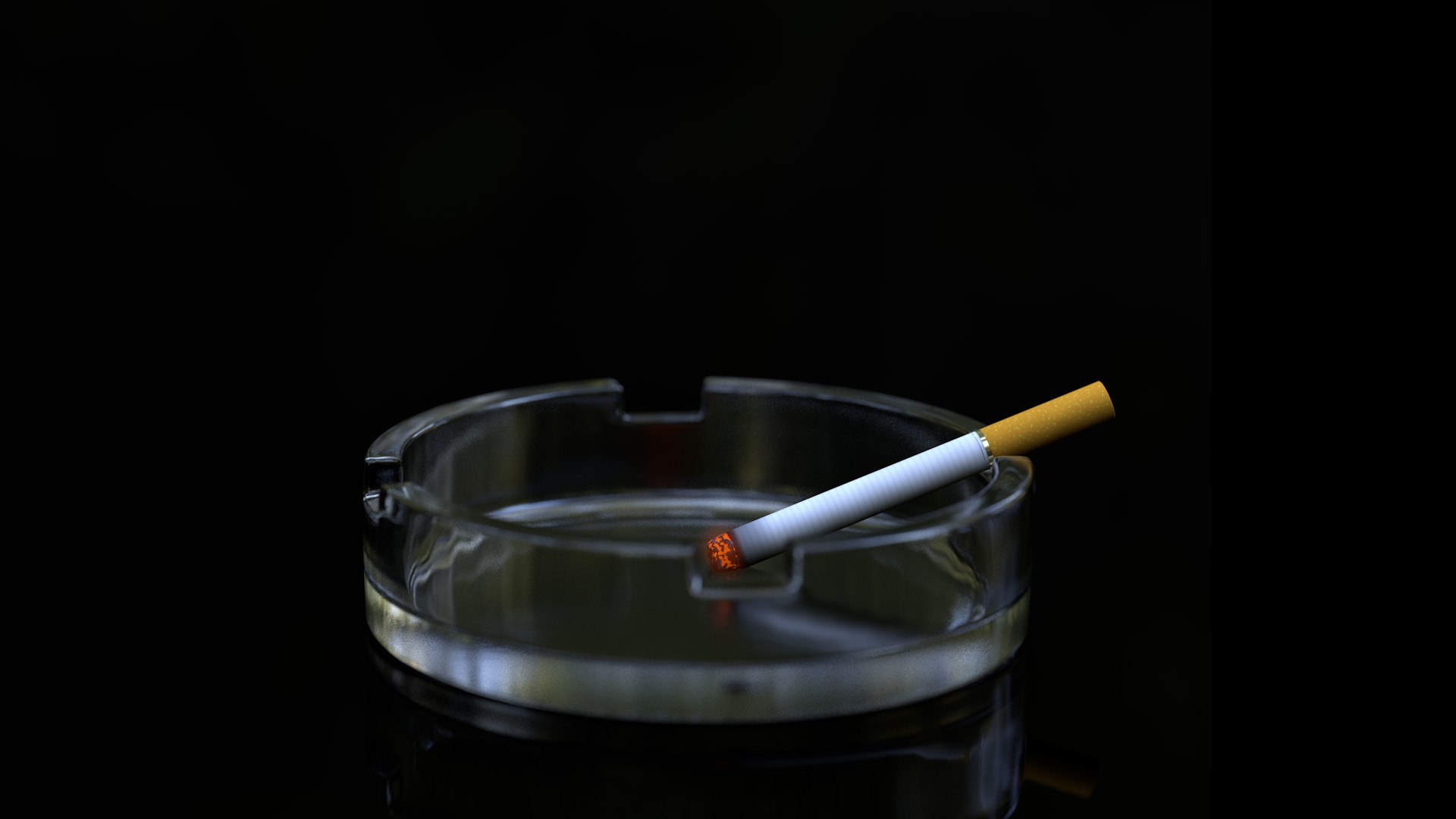 3D Ashtray With Burning Cigarette