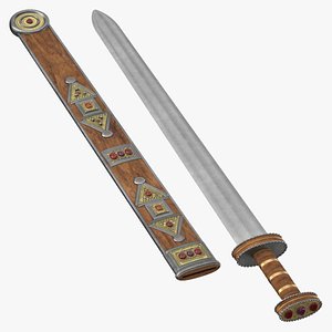 Roman Spatha Sword and Wooden Sheath 01 3D model
