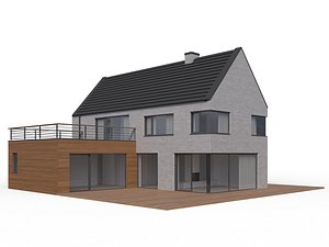 3d modern family house exterior model