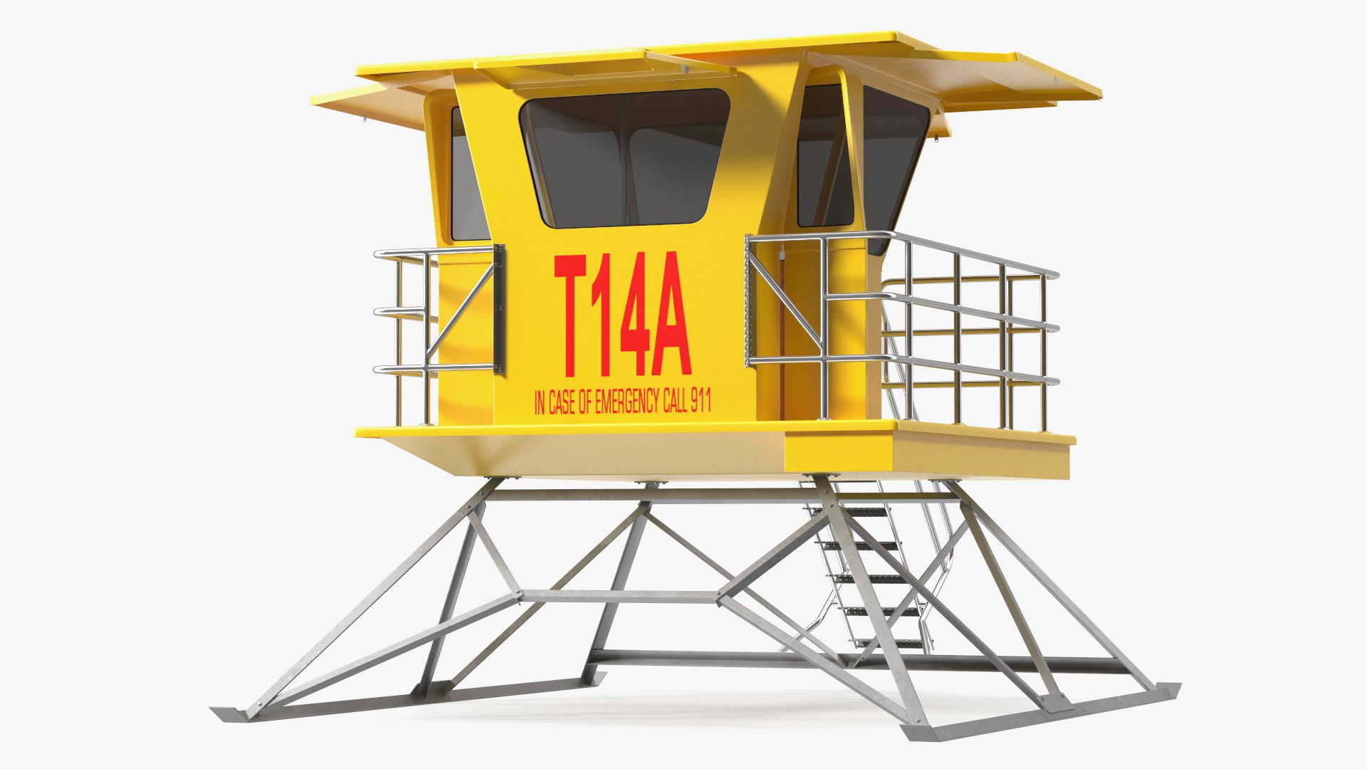 Yellow Lifeguard Tower 3D model preview