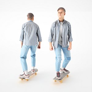 scanned young man skate 3D model