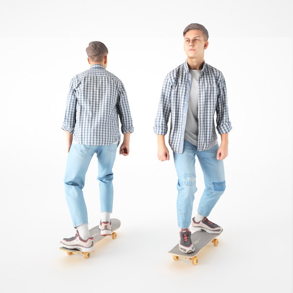 scanned young man skate 3D model
