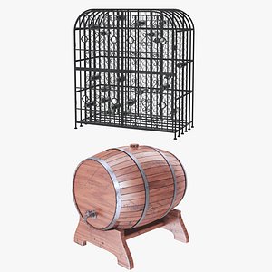 Wine Barrel and Rack model