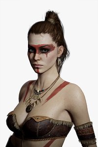 3D Barbarian Girl model