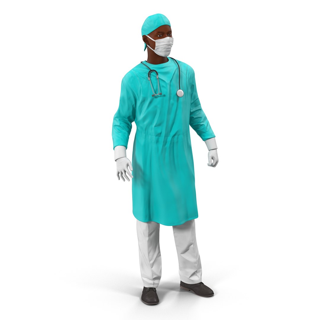 Male African American Surgeon Rigged 3D Model 3D model preview