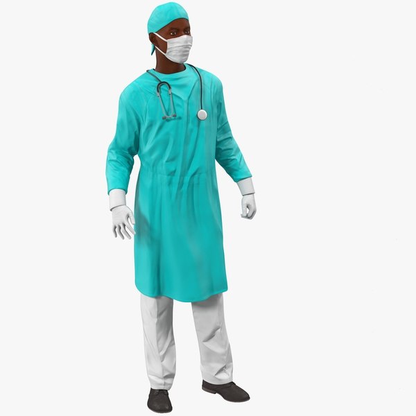 3d male african american surgeon
