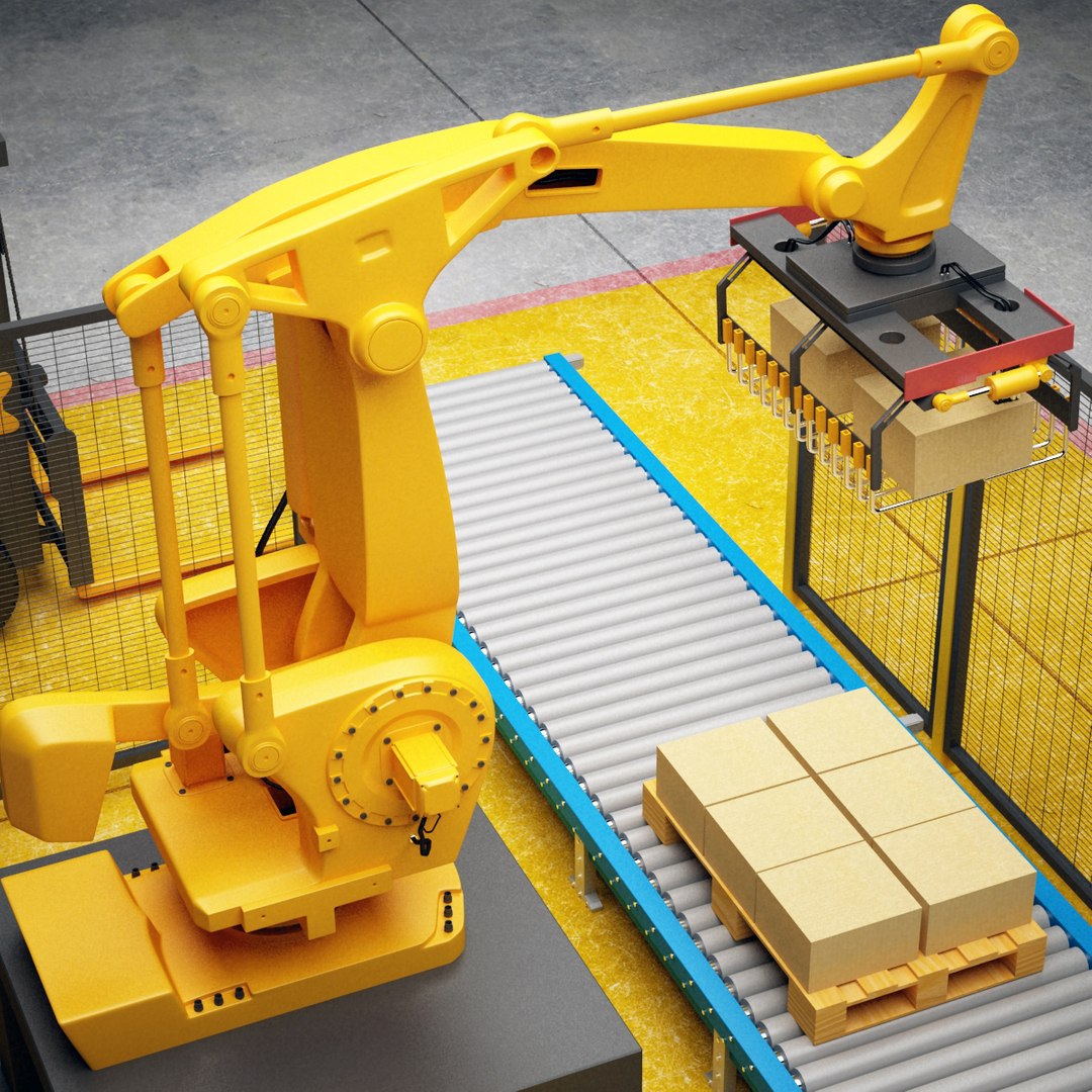 3d model palletizing cell scene robot
