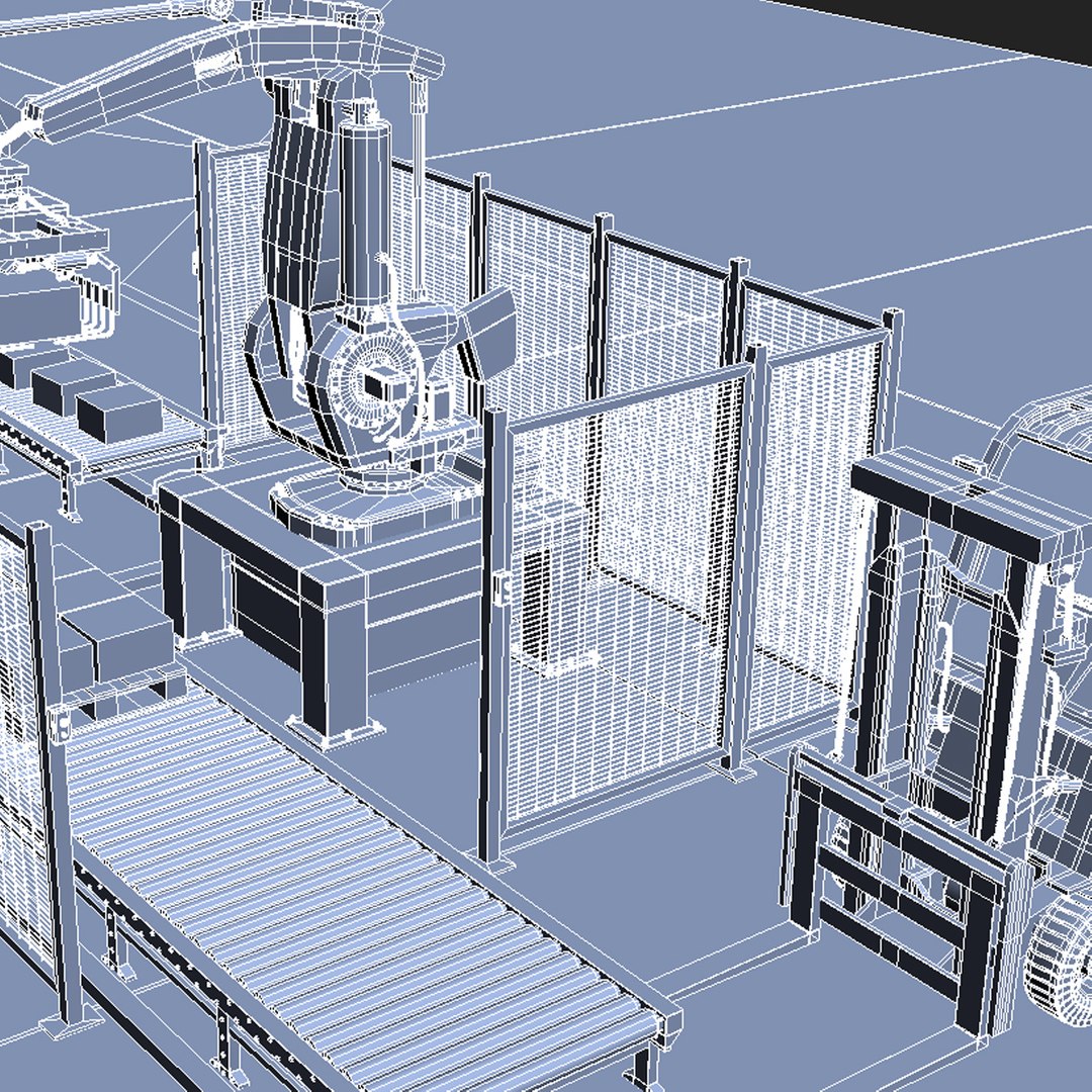 3d model palletizing cell scene robot