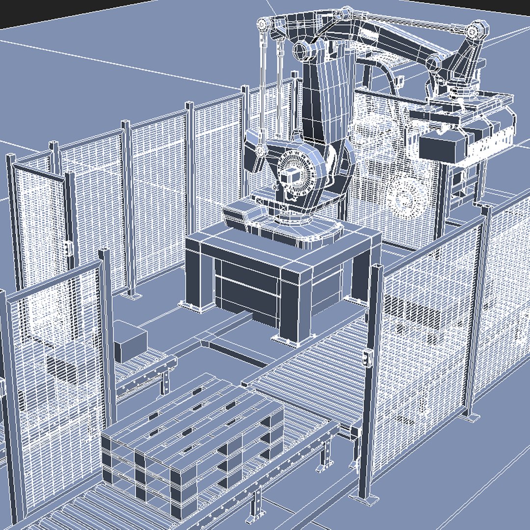 3d model palletizing cell scene robot