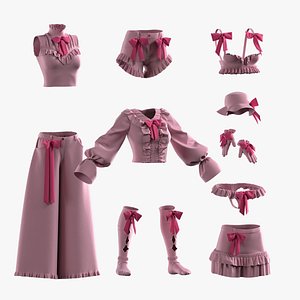 3D 10 female bow-detail clothes