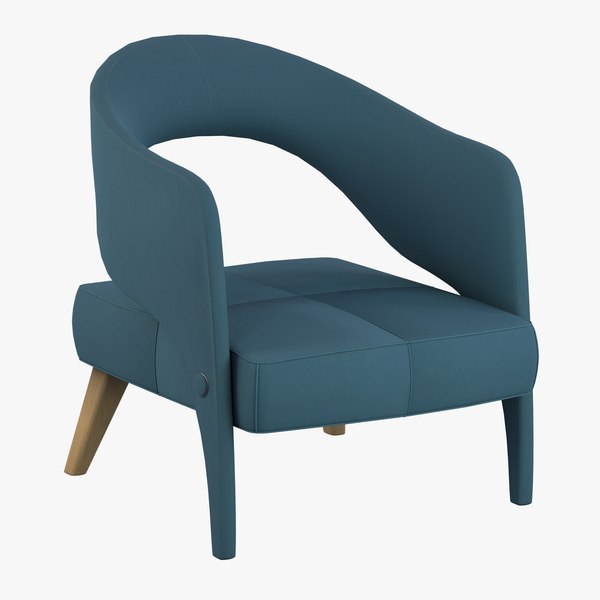 3D Aesthetic blue fabric chair