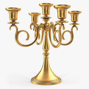 Candlestick 5 Branch Gold 3D Model