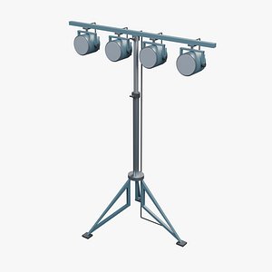 Portable Four Fixture Stage Lighting Stand 3D model