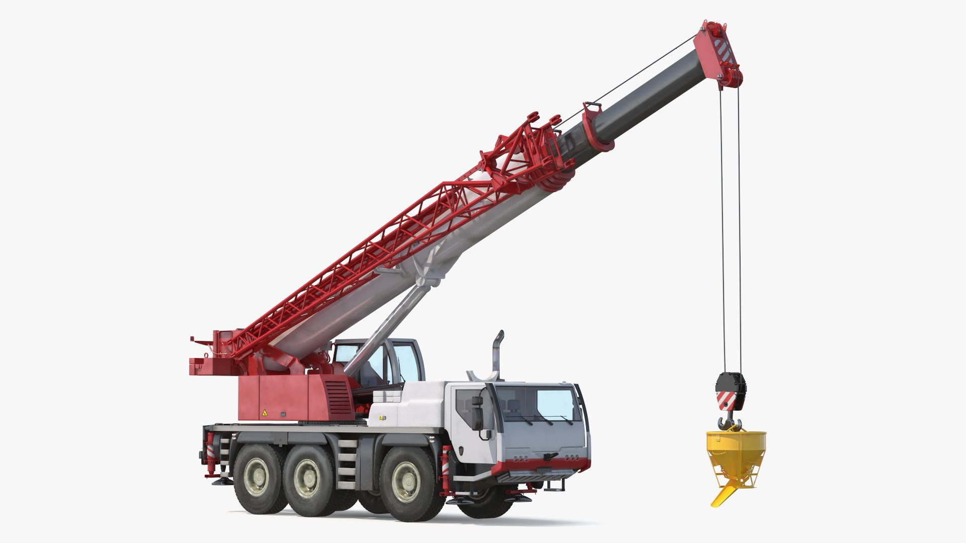 Mobile Construction Crane with Concrete Bucket 3D model preview
