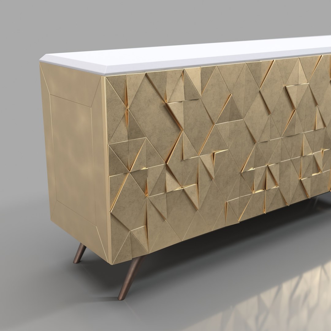 3D Gold Triangular Cabinet PBR Model - TurboSquid 2213597