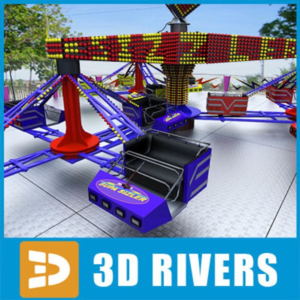 scrambler amusement park 3d model
