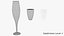 3D champagne flute wine glass model