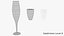 3D champagne flute wine glass model