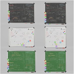 Complete Wall-Mounted Metal Writing Board Collection 3D