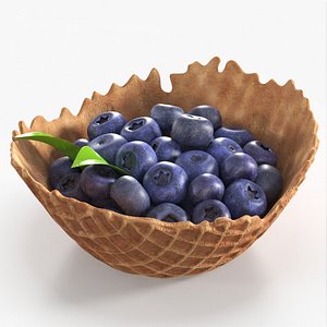 3D model Fresh Blueberries in Waffle Cup