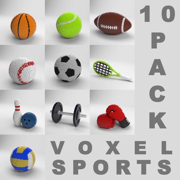3D 10 pack voxel sports equipment