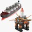 Detailed Oil Platform And Ship 3D model
