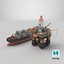 Detailed Oil Platform And Ship 3D model