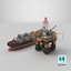 Detailed Oil Platform And Ship 3D model