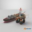 Detailed Oil Platform And Ship 3D model
