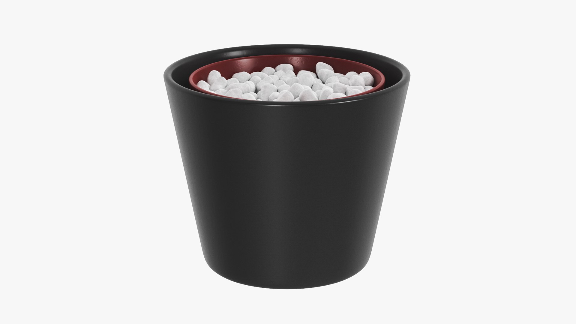 Ceramic Planter With Marble Pebbles 3D model preview