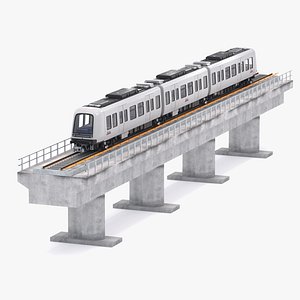 3D Hitachi Rail Driverless Metro Copenhagen with Railway Bridge model