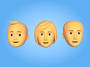 3D model faces emoticons