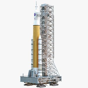 SLS Mobile Launcher Platform Crawler NASA Transporter With The Launchpad PBR